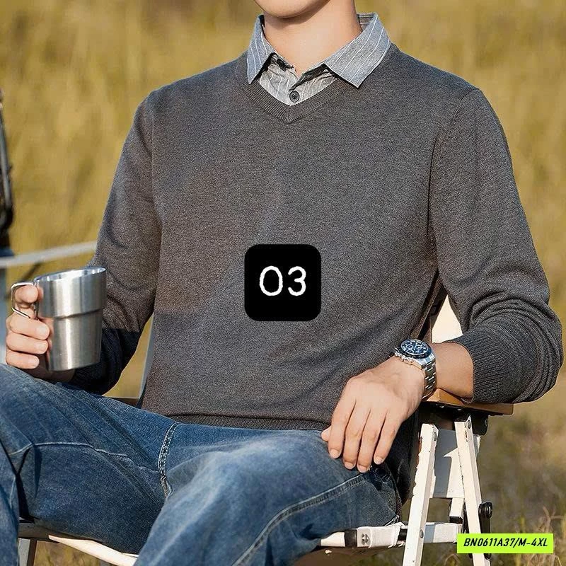 ÁO LEN CAO CẤP CỔ SƠ MI GIẢ 2 LỚP