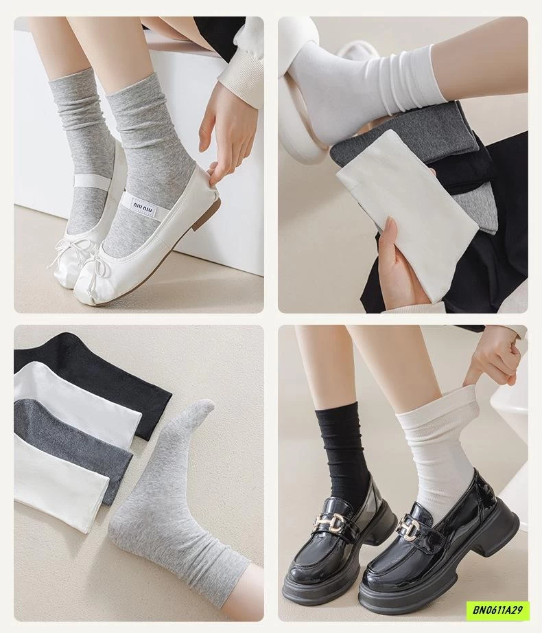 SÉT 5Đ TẤT TRƠN CAO CỔ XUẤT HÀN NỮ