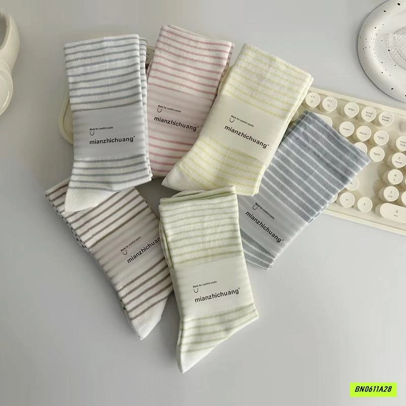 SÉT 6Đ TẤT COTTON KẺ CỔ CAO