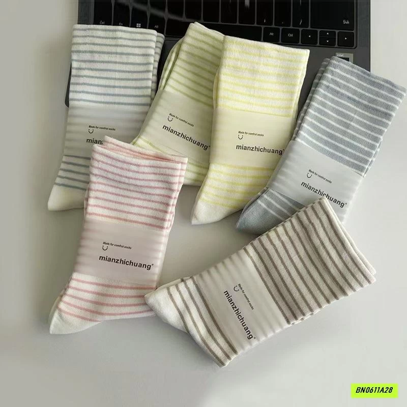 SÉT 6Đ TẤT COTTON KẺ CỔ CAO