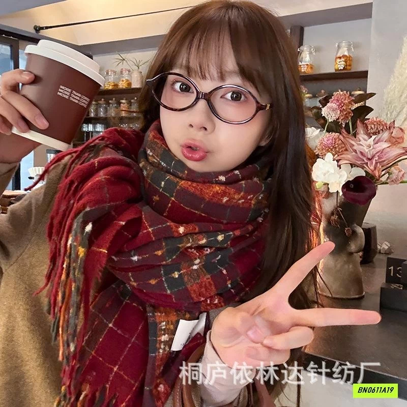 KHĂN LEN ĐỎ CARO CẢI MÀU