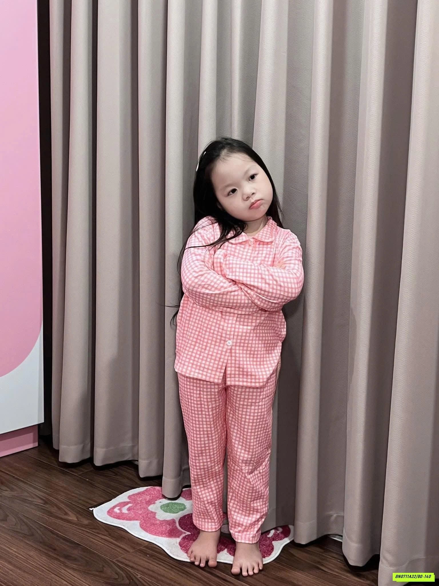 PIZAMA COTTON CỔ SEN