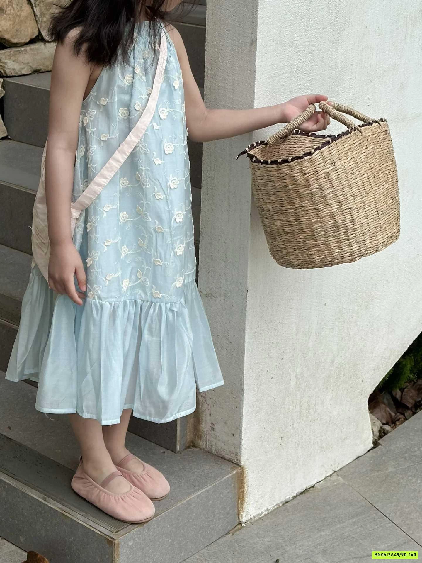 ĐẦM YẾM XANH THÊU HOA NỔI