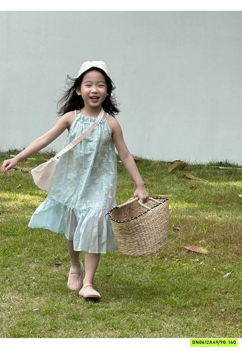 ĐẦM YẾM XANH THÊU HOA NỔI