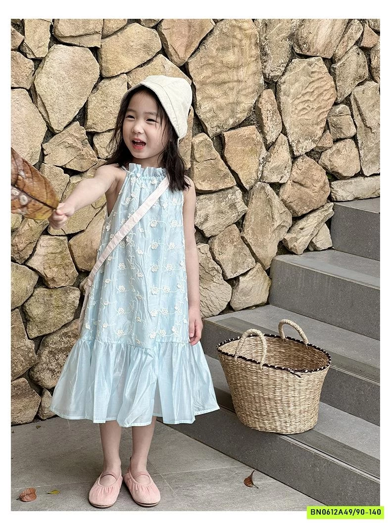 ĐẦM YẾM XANH THÊU HOA NỔI