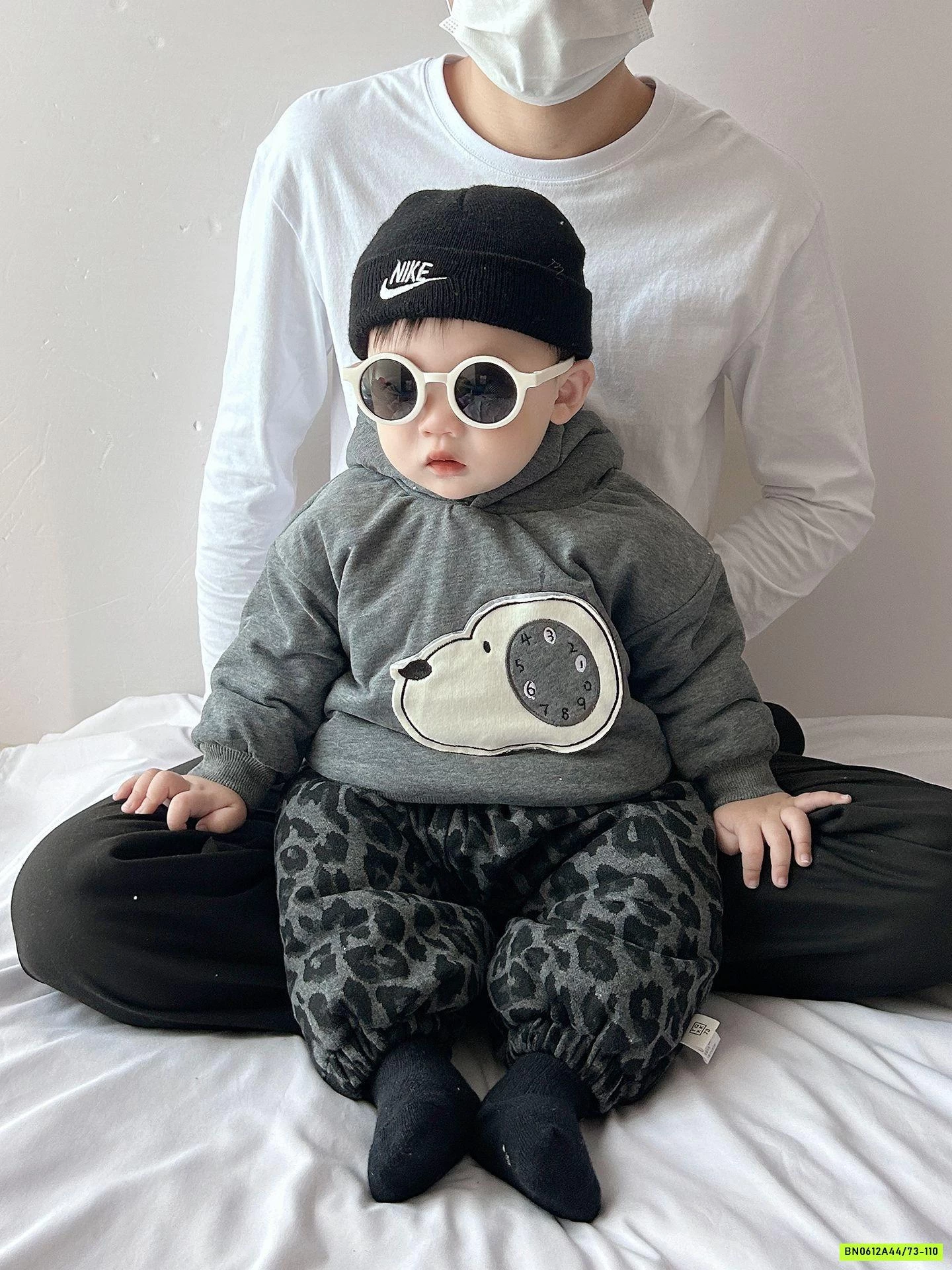 HOODIE NỈ CÚN XÁM LÓT LÔNG SZ NHÍ