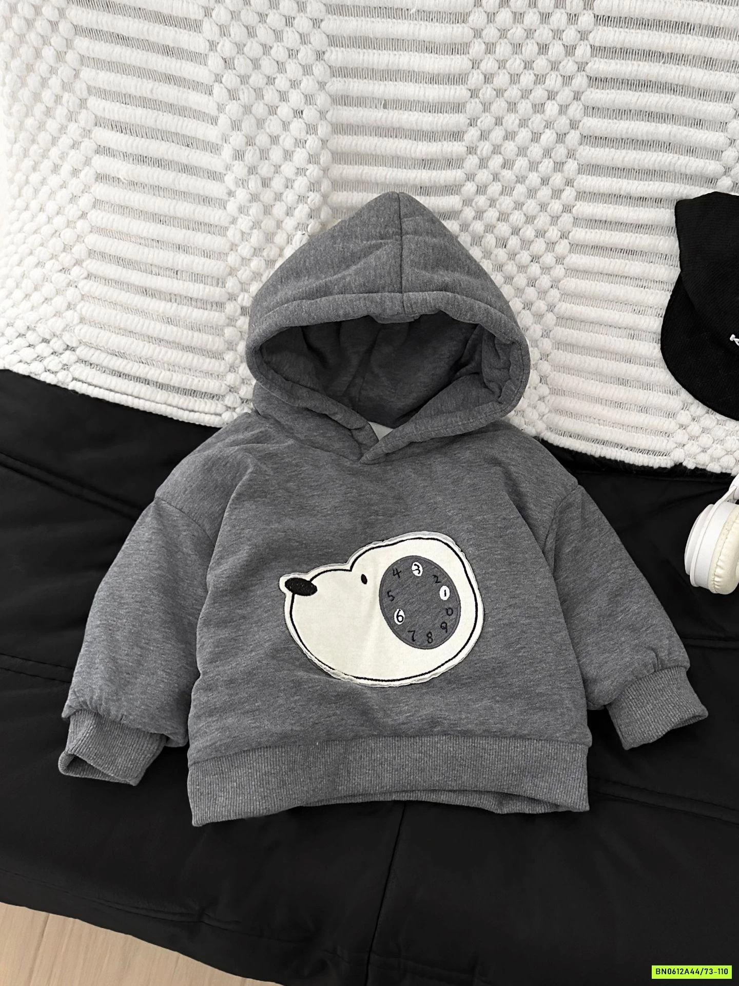 HOODIE NỈ CÚN XÁM LÓT LÔNG SZ NHÍ