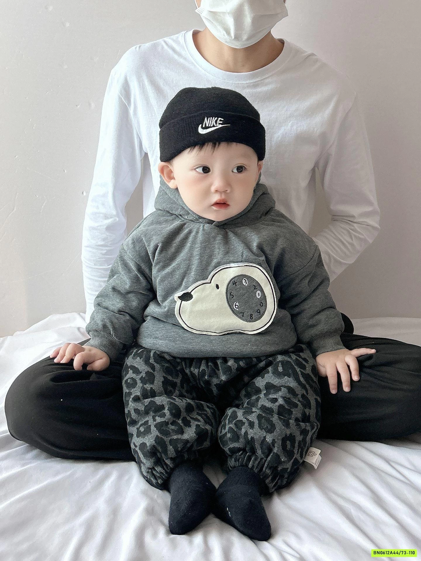 HOODIE NỈ CÚN XÁM LÓT LÔNG SZ NHÍ