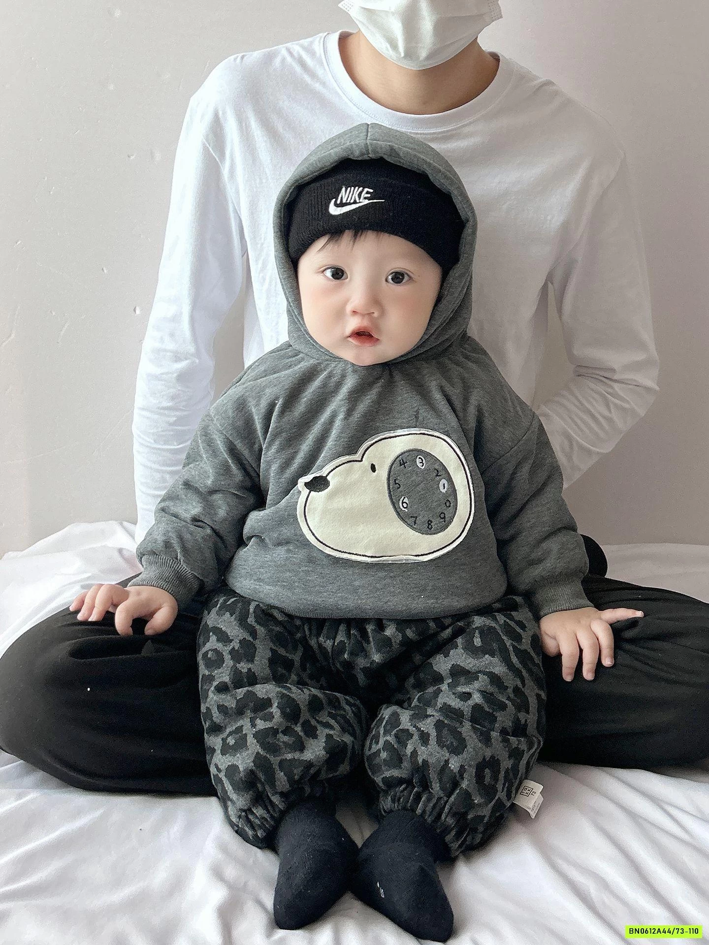 HOODIE NỈ CÚN XÁM LÓT LÔNG SZ NHÍ