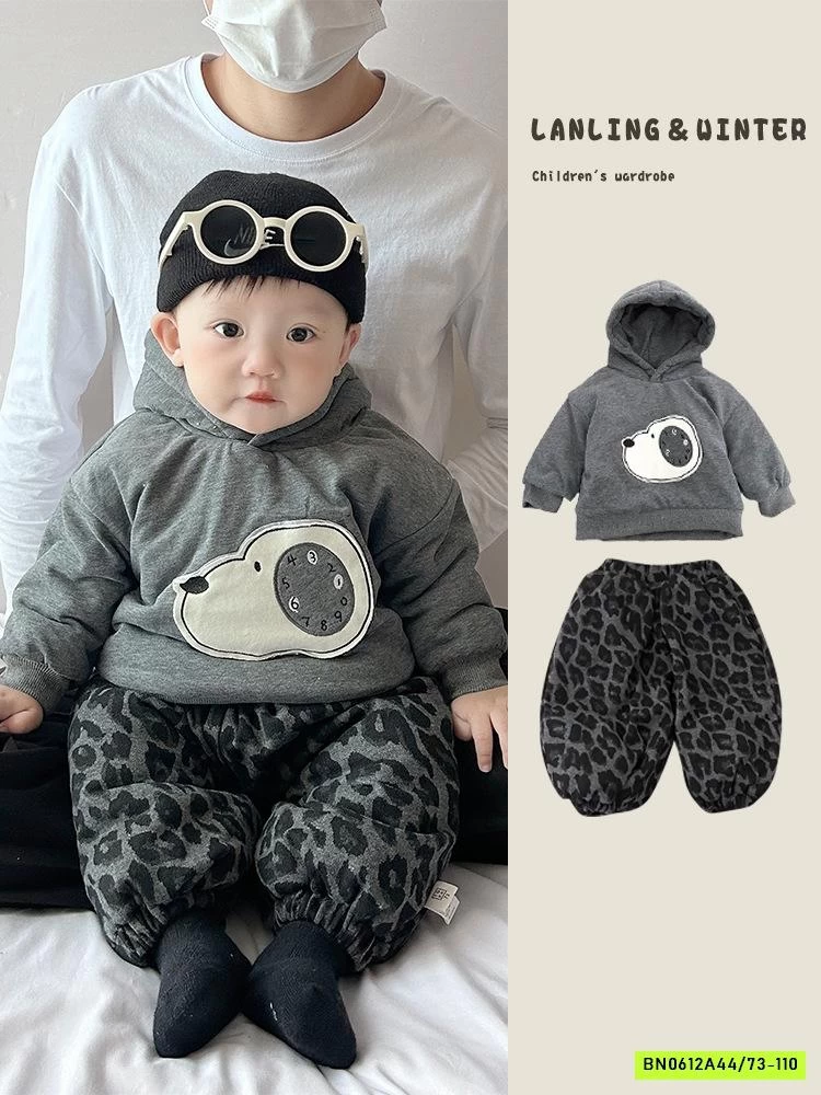 HOODIE NỈ CÚN XÁM LÓT LÔNG SZ NHÍ