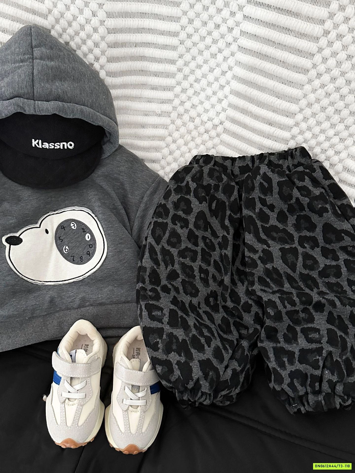 HOODIE NỈ CÚN XÁM LÓT LÔNG SZ NHÍ