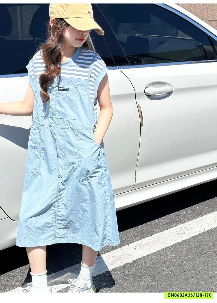 ĐẦM SUÔNG GIẢ VÁY 2 DÂY PHỐI KẺ SZ ĐẠI