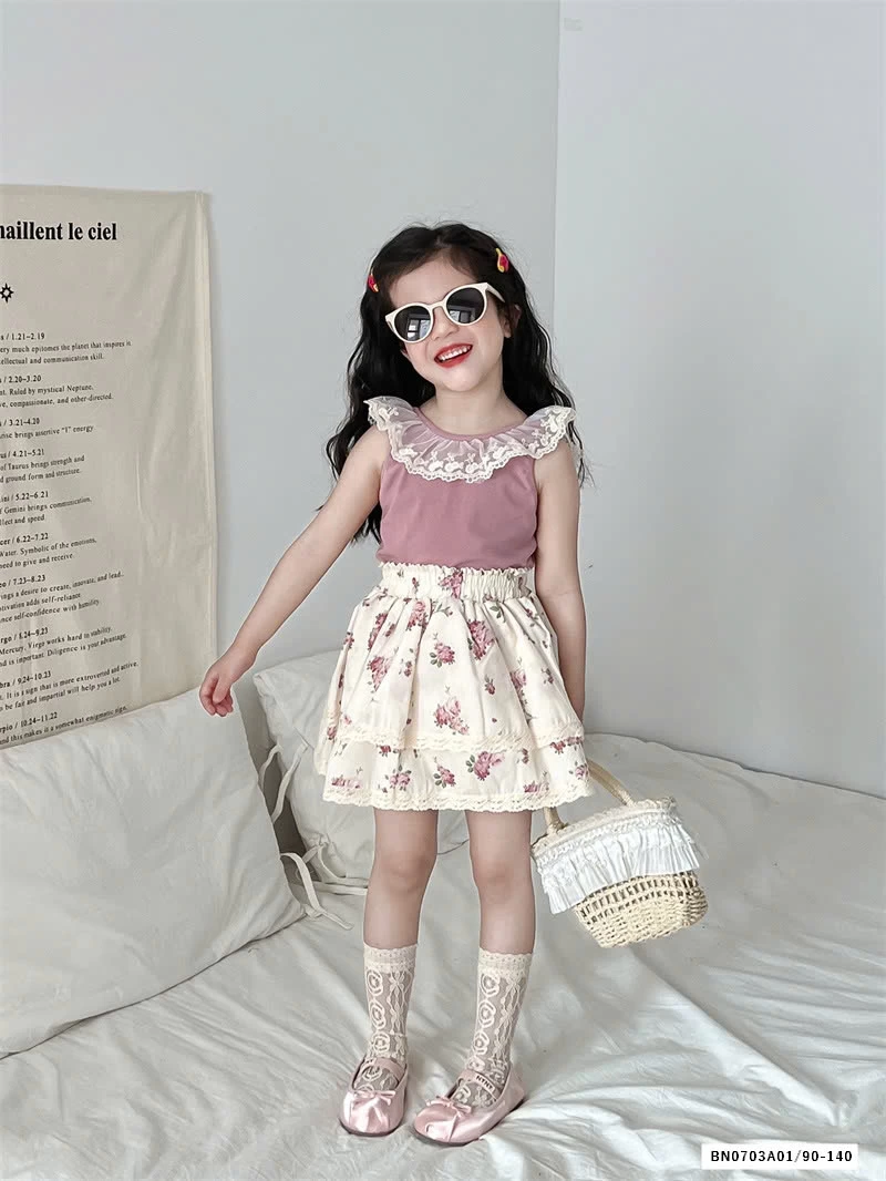 SÉT ÁO HỒNG MIX CV HOA