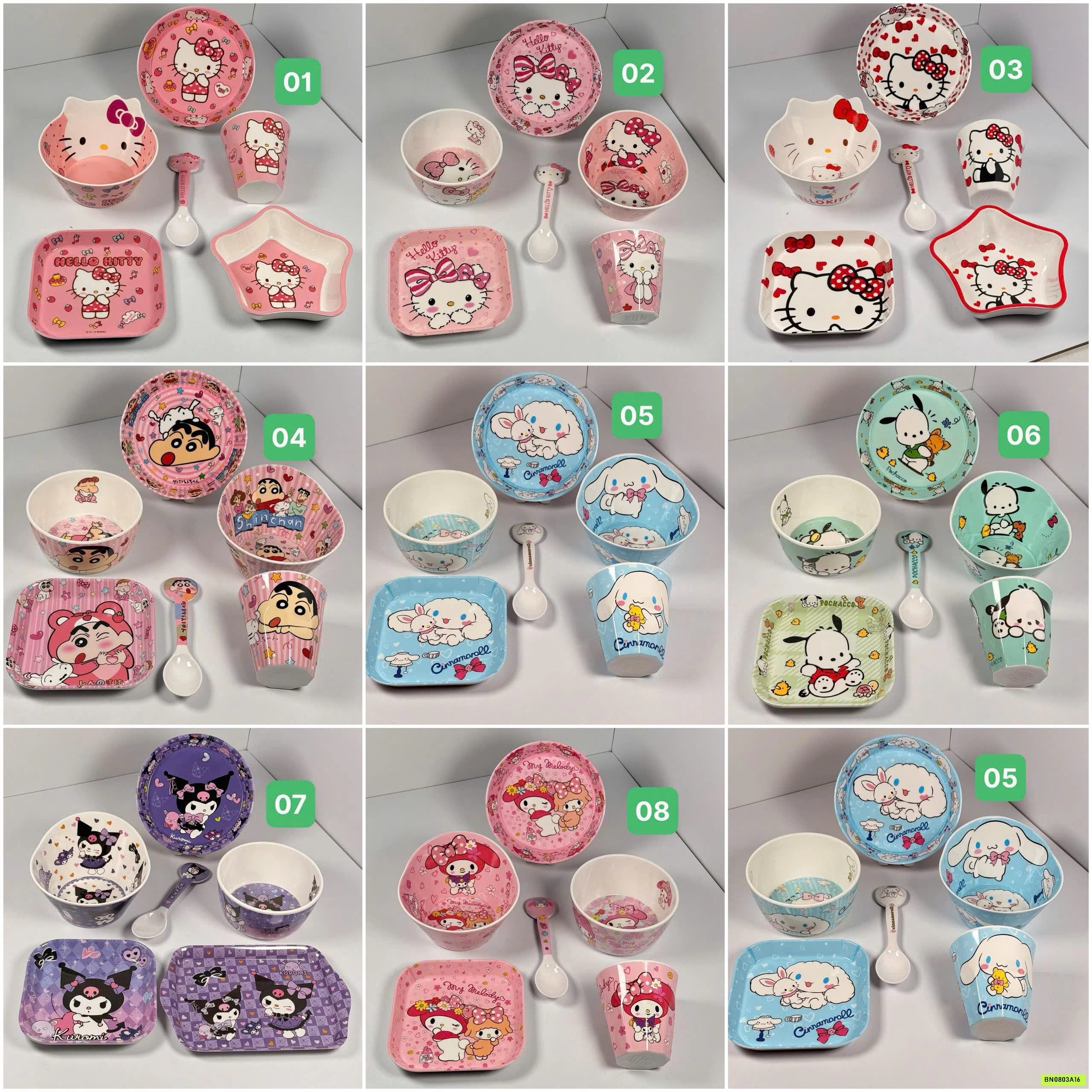 BỘ BÁT ĐĨA 6 CHI TIẾT HOẠT HÌNH