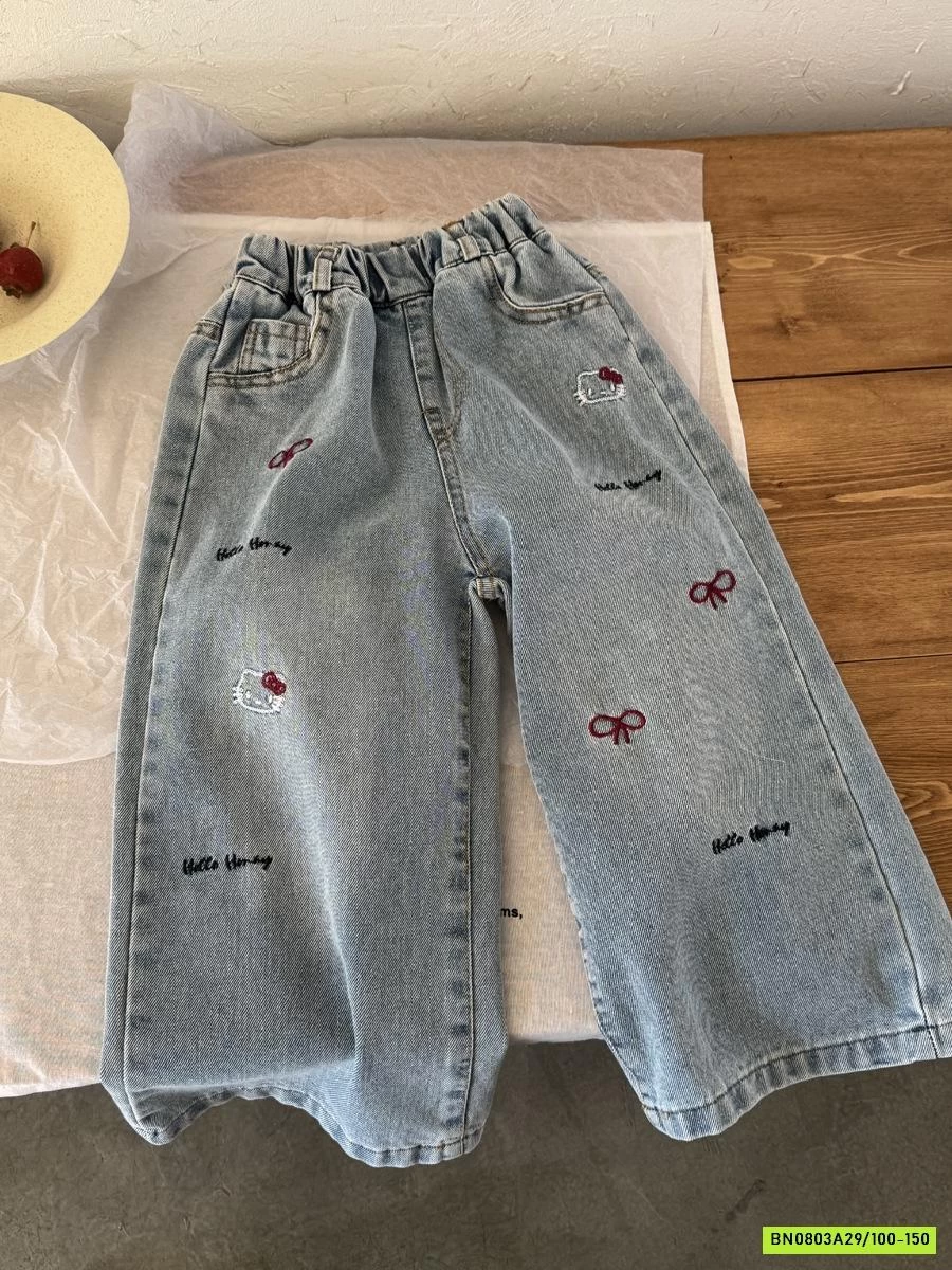 JEANS SUÔNG THÊU NƠ YUKIDS