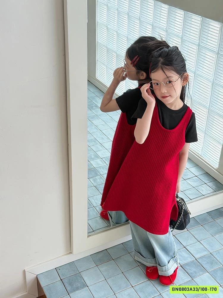 ĐẦM LEN DỆT 2 DÂY XẺ GẤU 26A222 AMBB