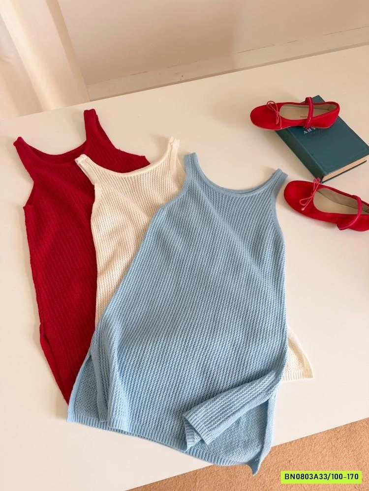 ĐẦM LEN DỆT 2 DÂY XẺ GẤU 26A222 AMBB