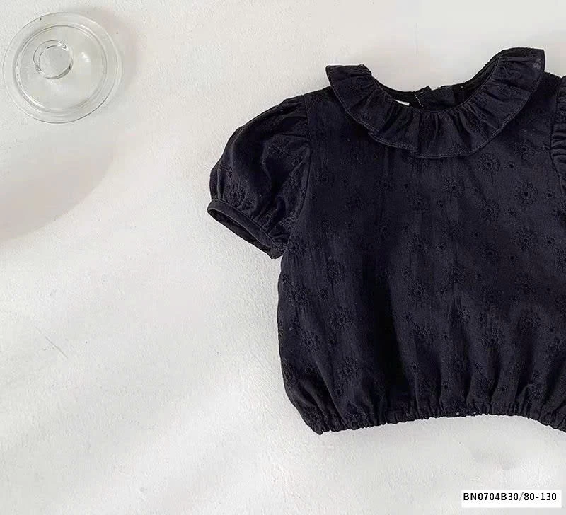 ÁO SƠ MI HOA THÊU TAY BỒNG NHÍ