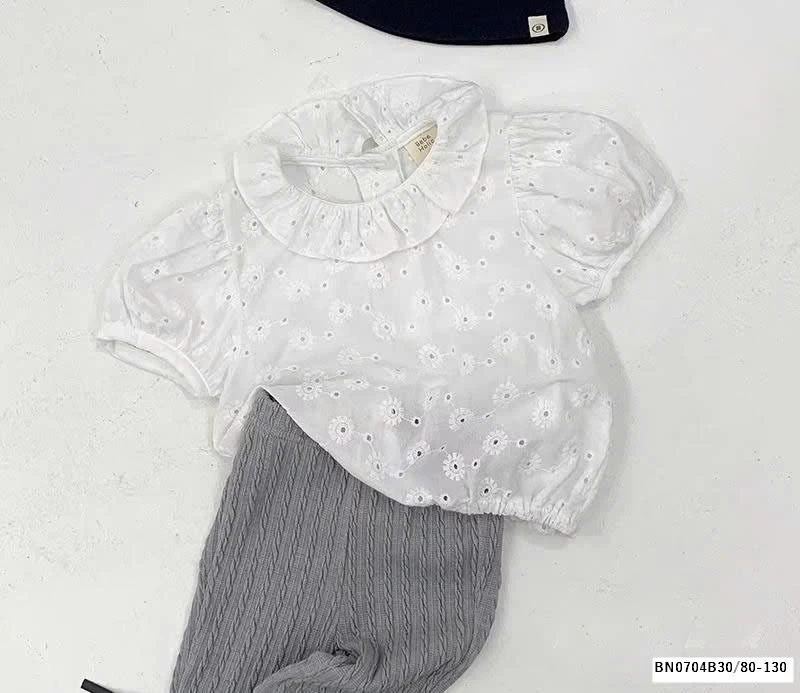 ÁO SƠ MI HOA THÊU TAY BỒNG NHÍ