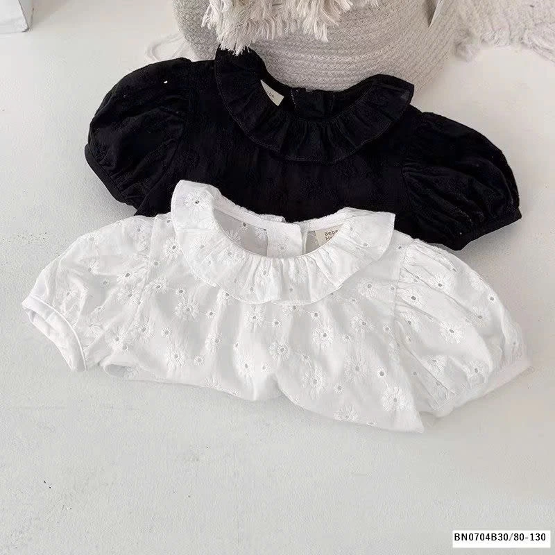 ÁO SƠ MI HOA THÊU TAY BỒNG NHÍ