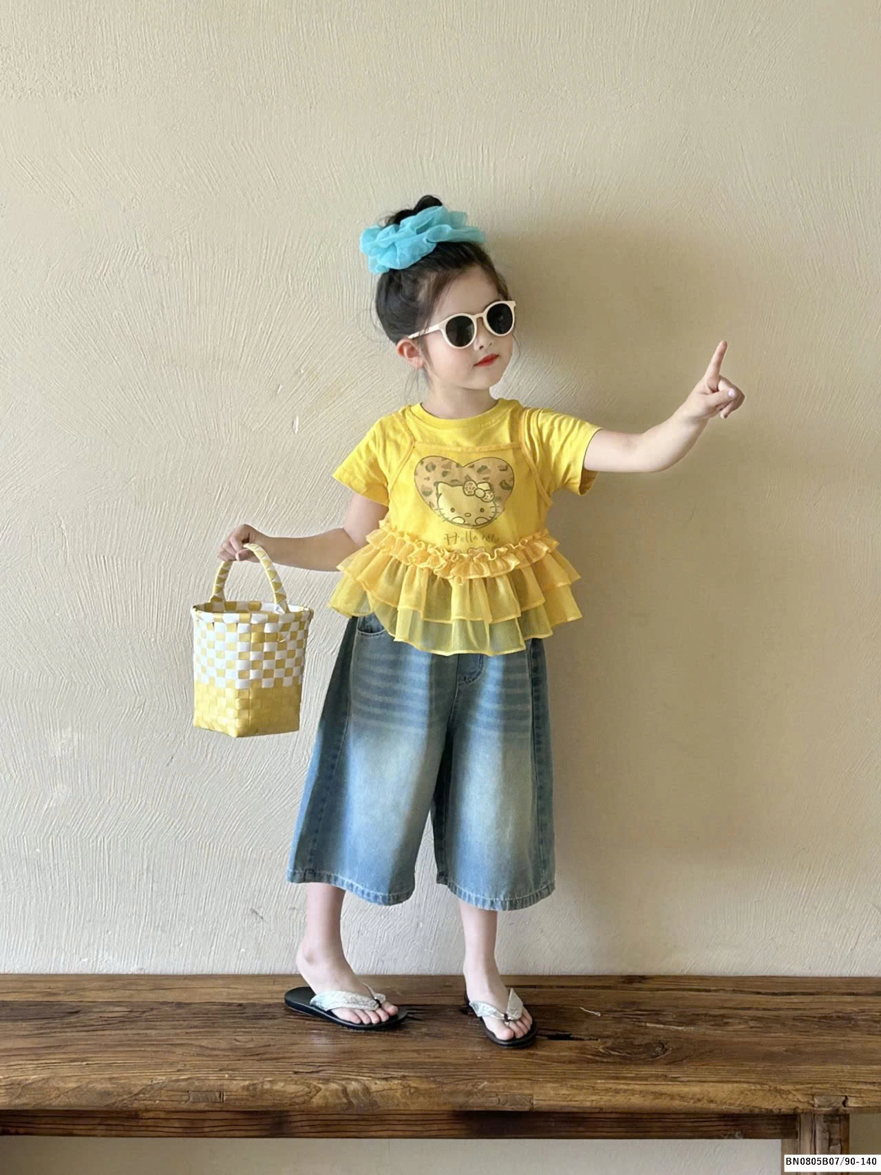 Set áo kitty mix quần jean lửng