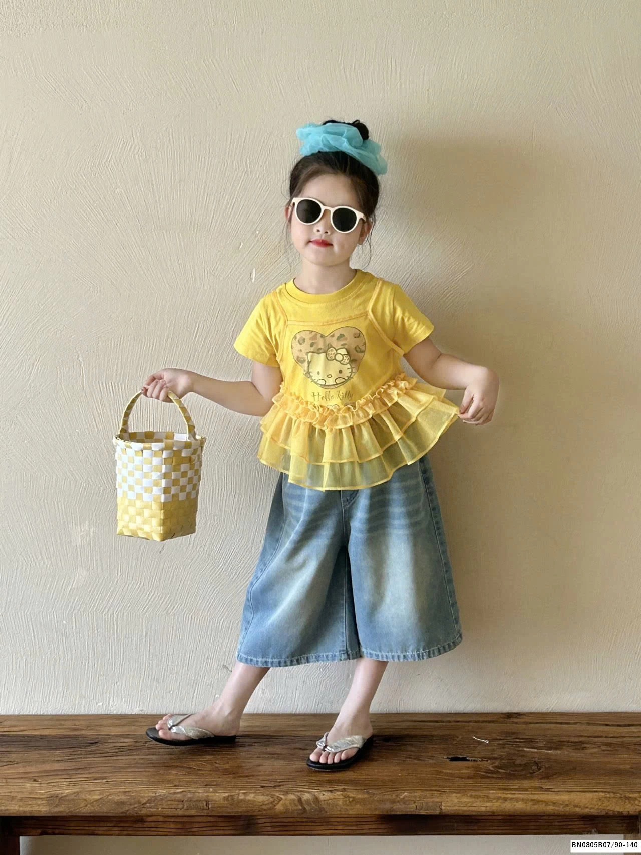 Set áo kitty mix quần jean lửng