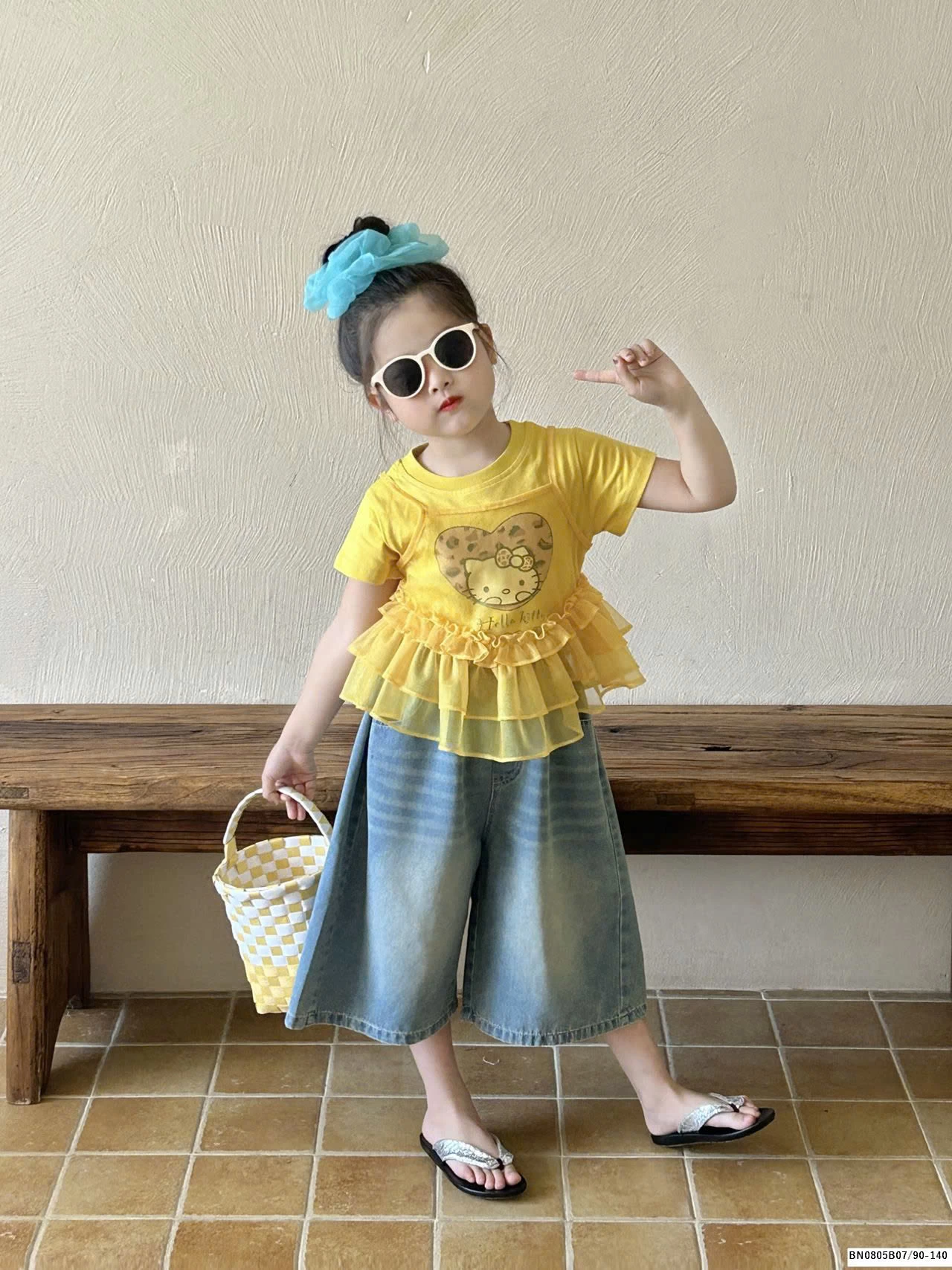 Set áo kitty mix quần jean lửng