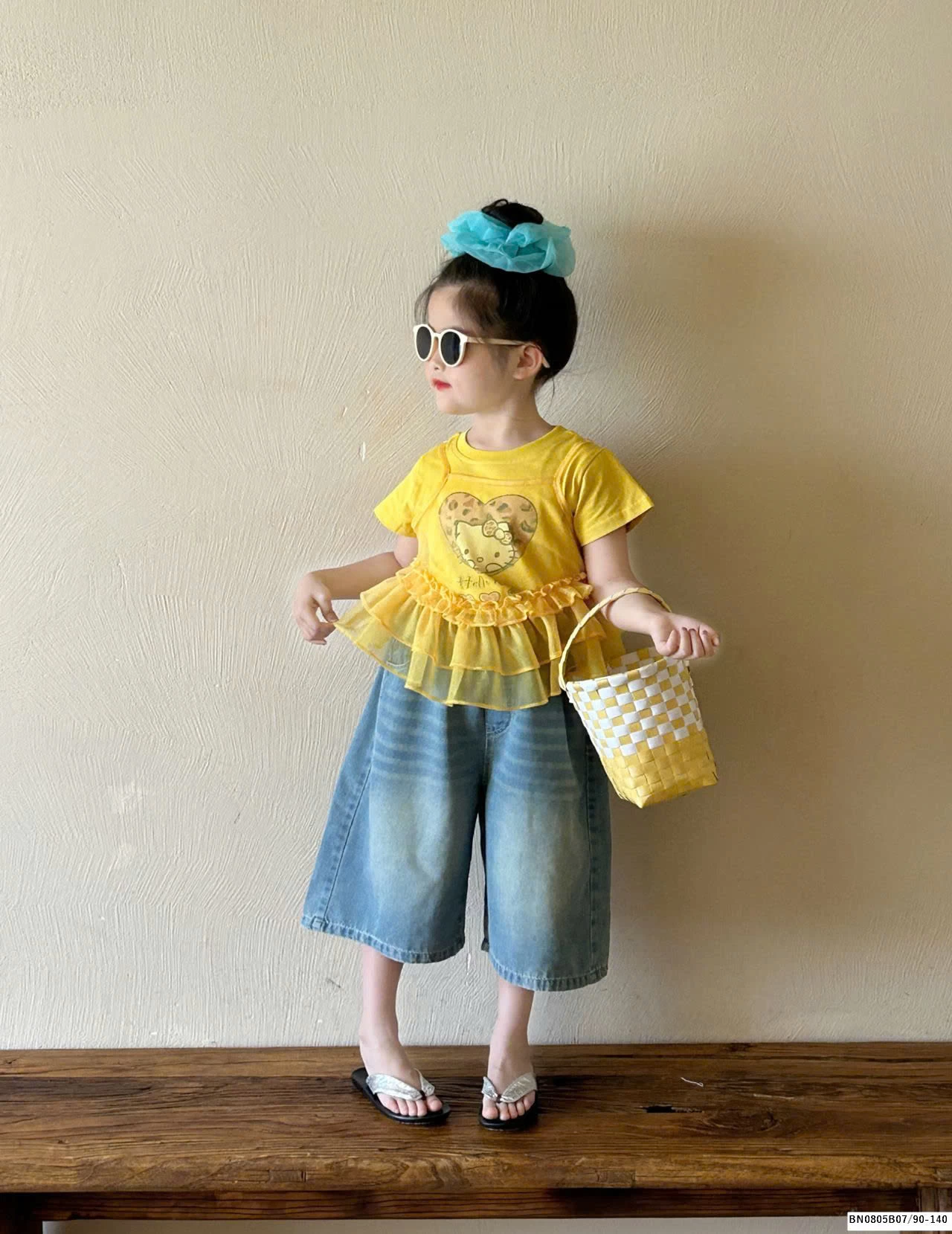 Set áo kitty mix quần jean lửng