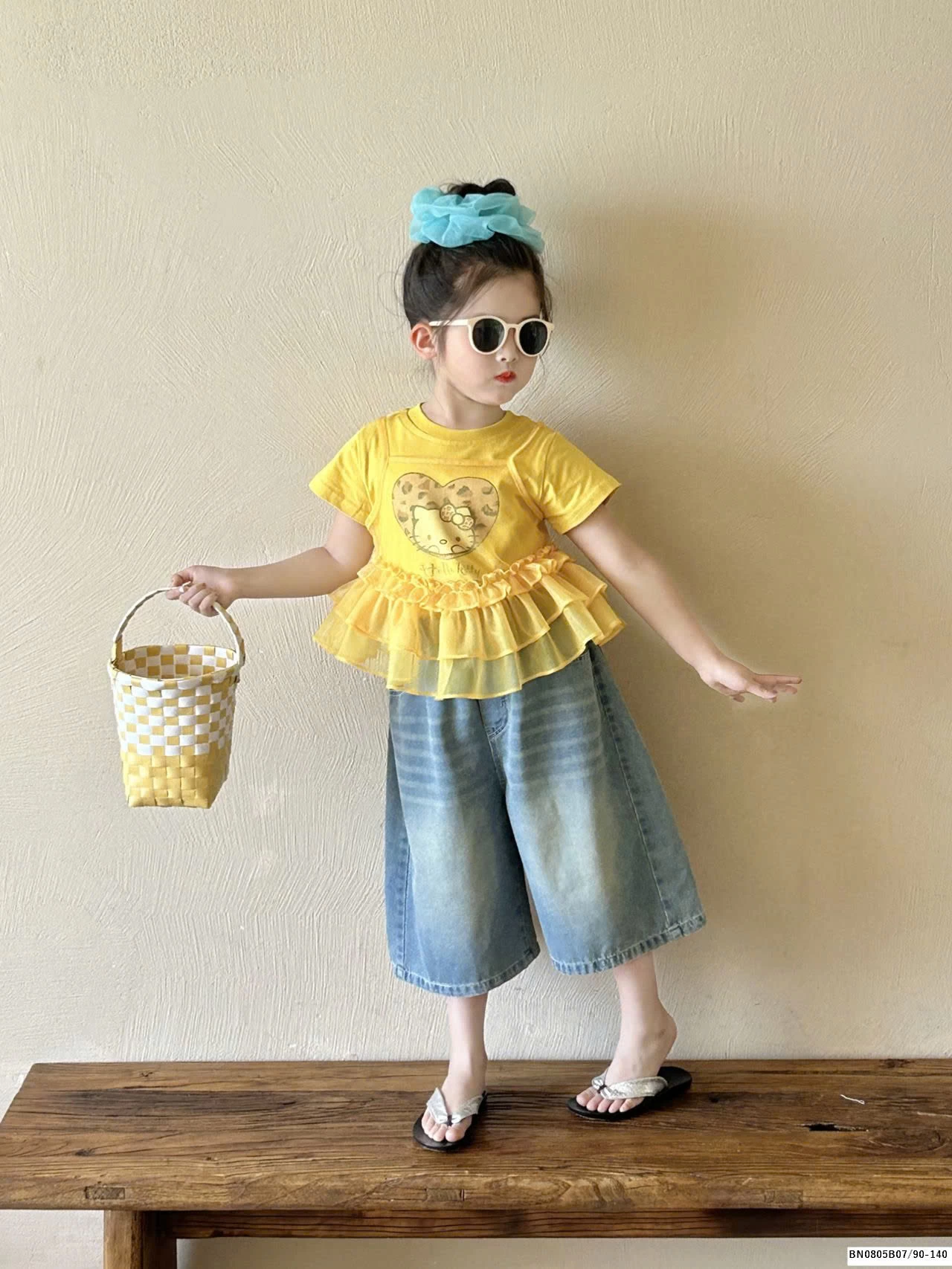 Set áo kitty mix quần jean lửng