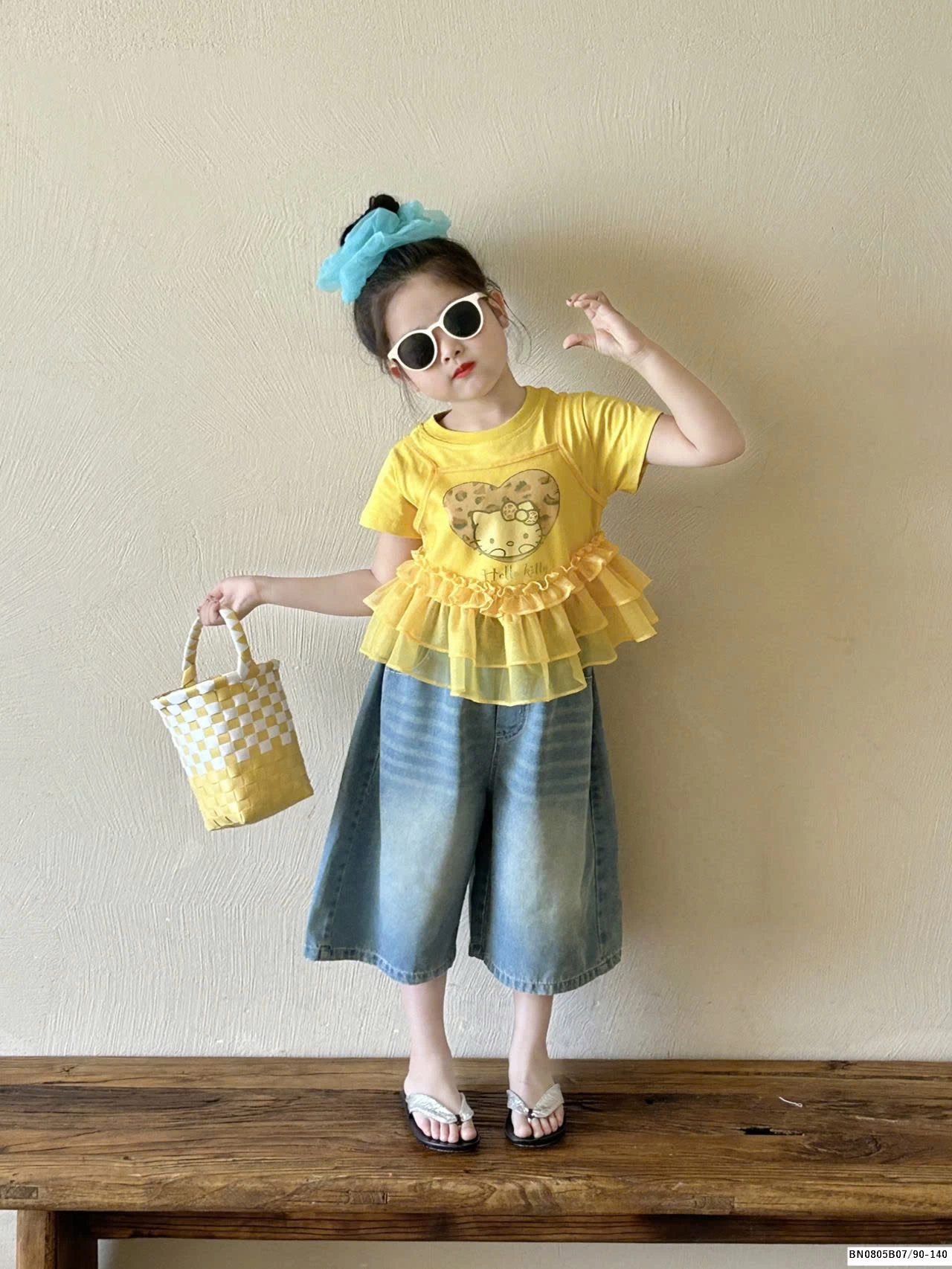 Set áo kitty mix quần jean lửng