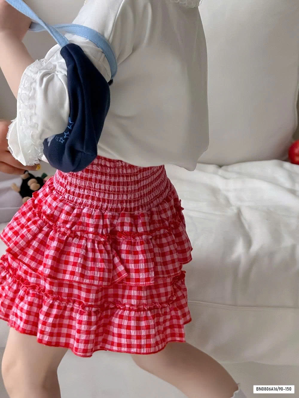 ÁO KITTY MIX CV CARO ĐỎ KUMAIKIDS