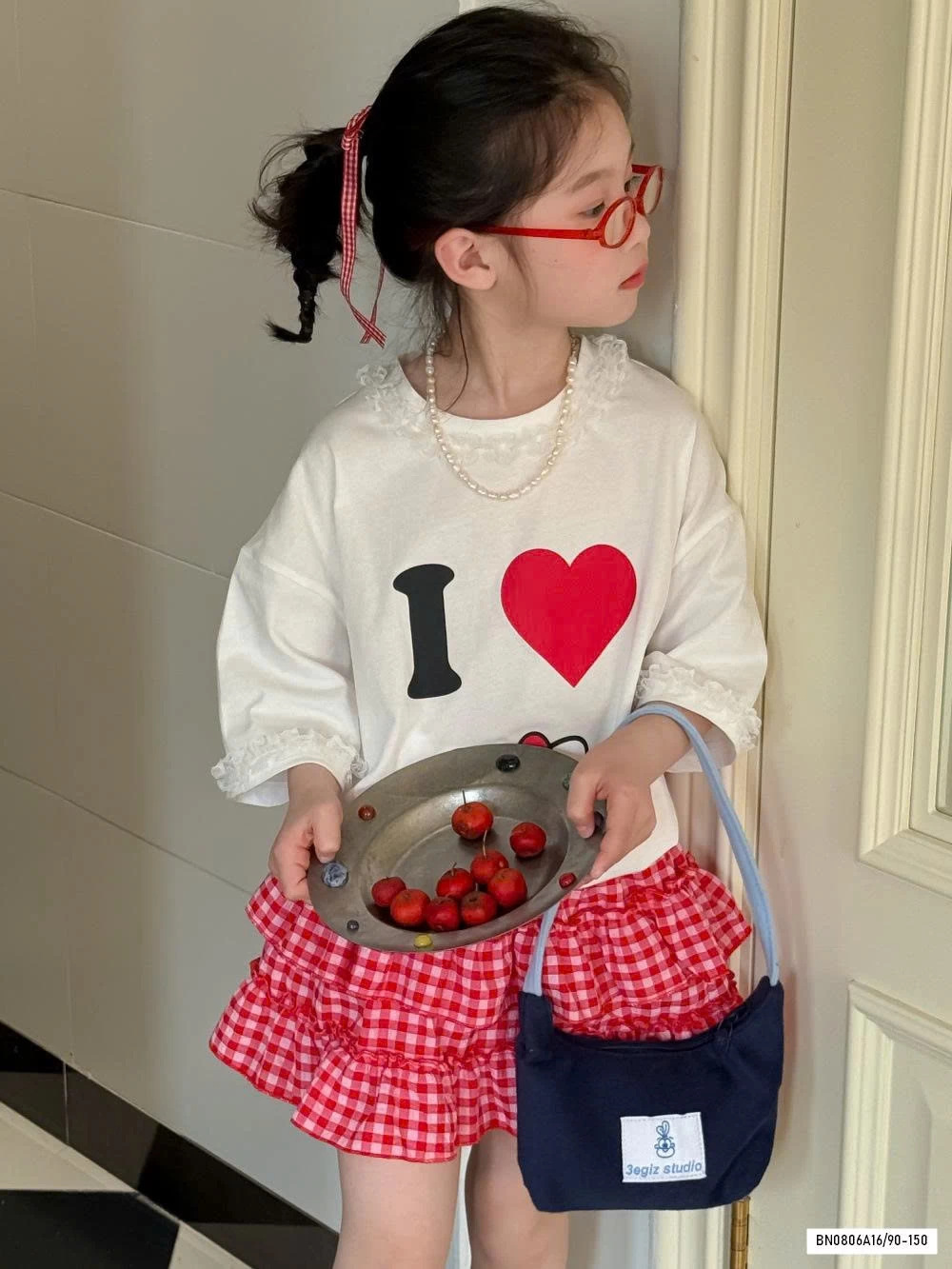 ÁO KITTY MIX CV CARO ĐỎ KUMAIKIDS