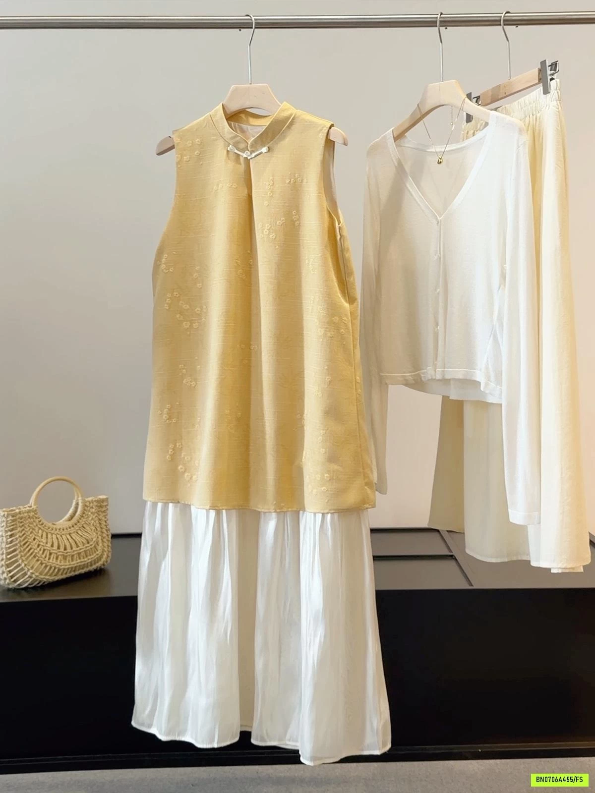 VÁY SƯỜN XÁM GIẢ 2 LỚP ANNA