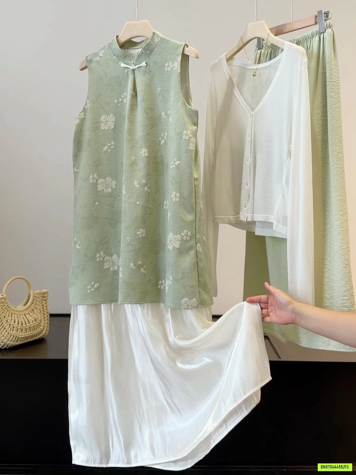 VÁY SƯỜN XÁM GIẢ 2 LỚP ANNA