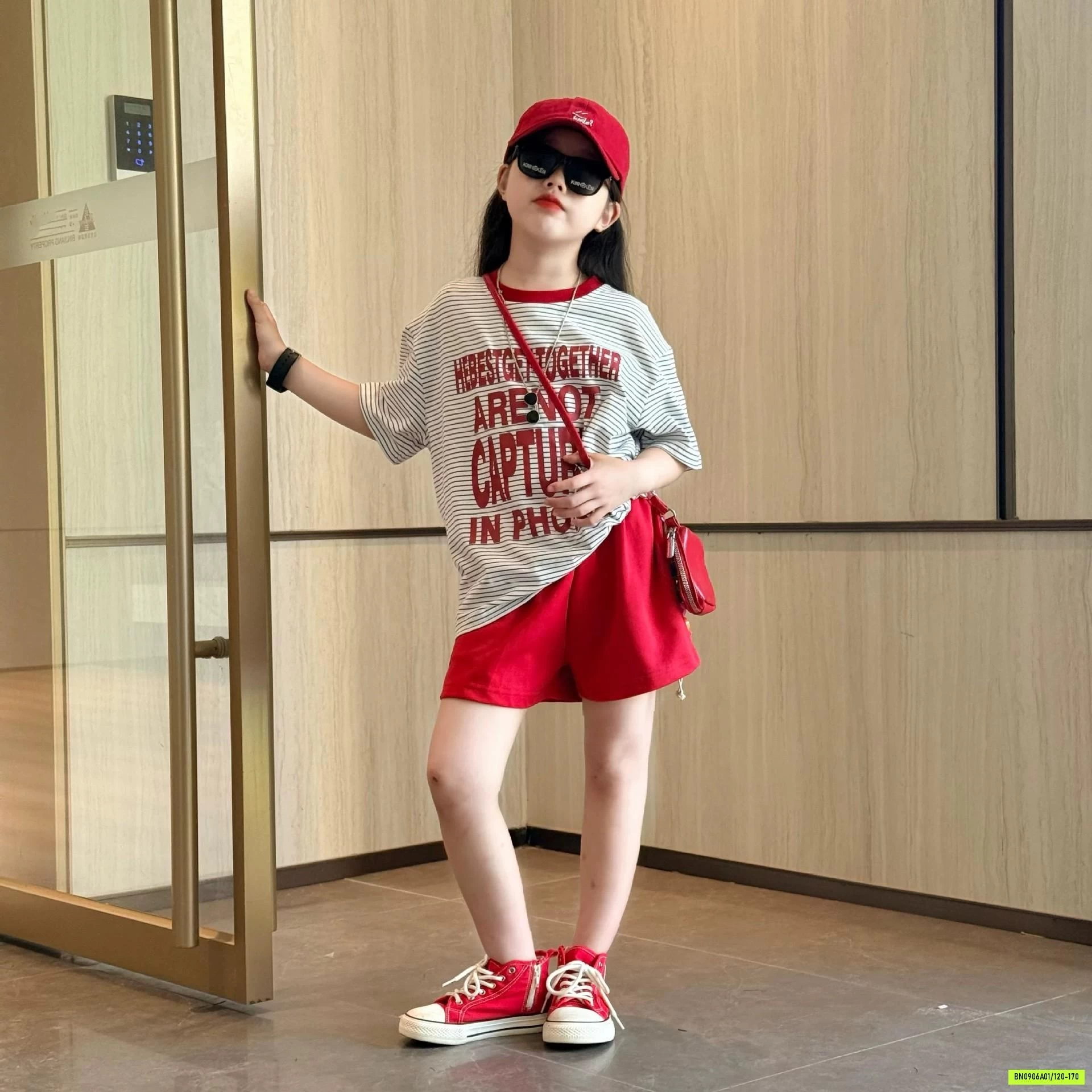 SÉT ÁO KẺ MIX SHORT ĐỎ SZ ĐẠI