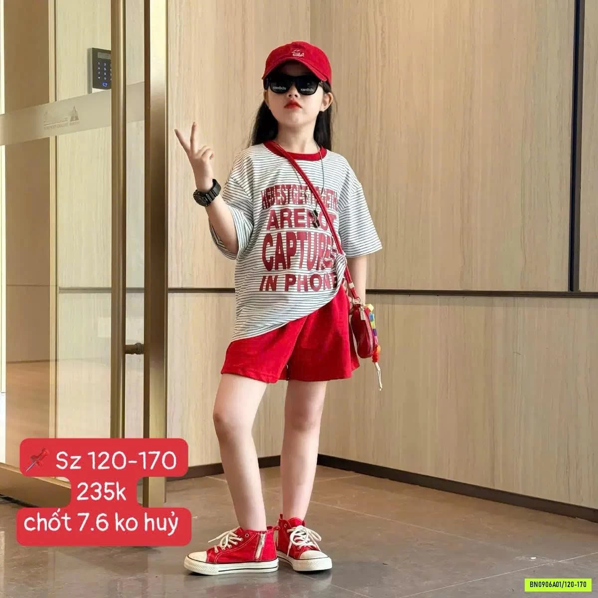 SÉT ÁO KẺ MIX SHORT ĐỎ SZ ĐẠI