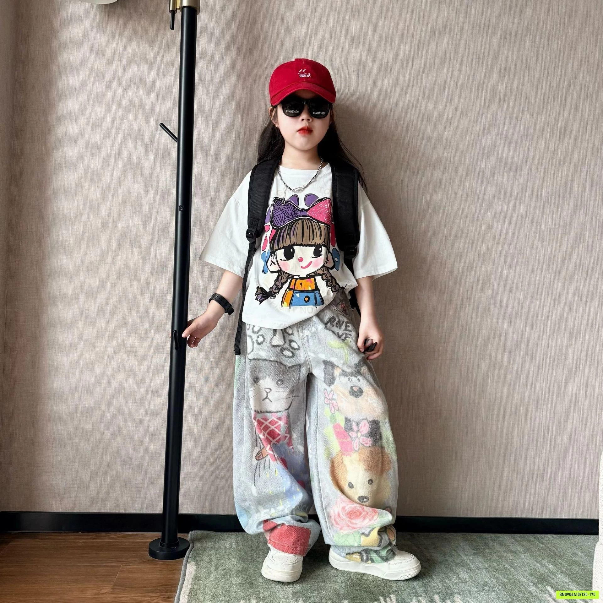 SÉT ÁO CÔ GÁI MIX JEANS SUÔNG IN NGỘ NGHĨNH