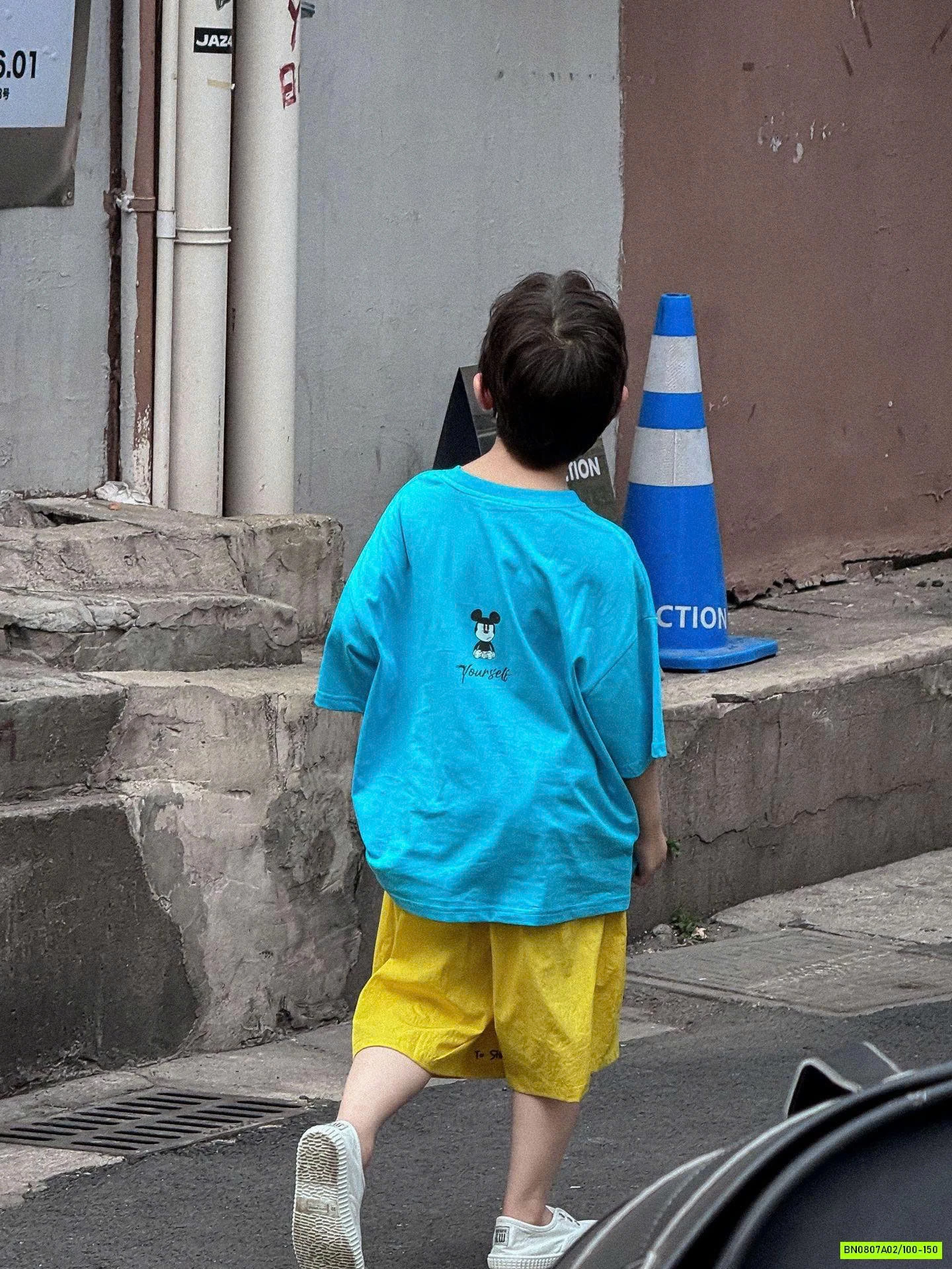 ÁO THUN MICKEY XANH MIX SHORT VÀNG