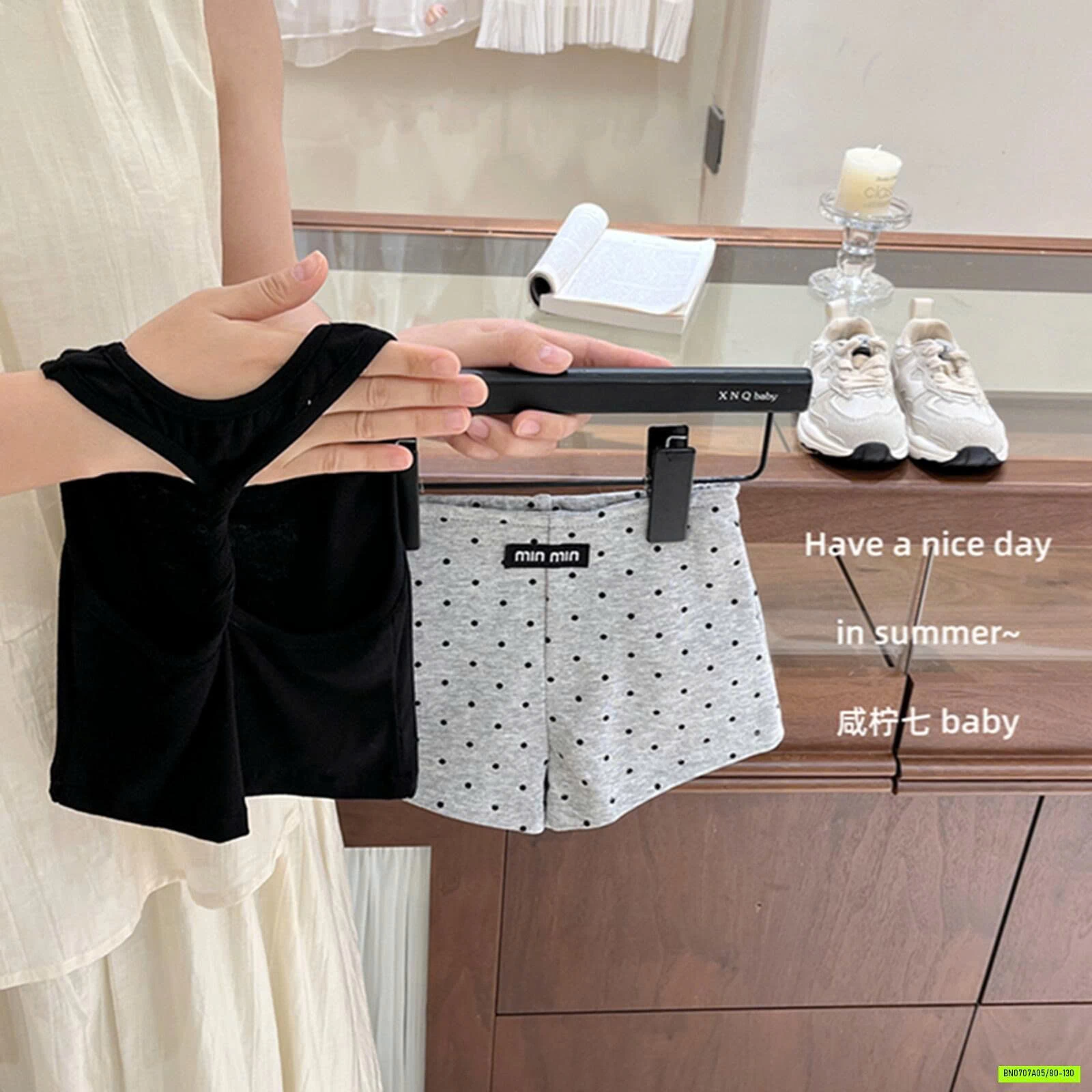 ÁO BA LỖ MIX SHORT CHẤM BI TBABY