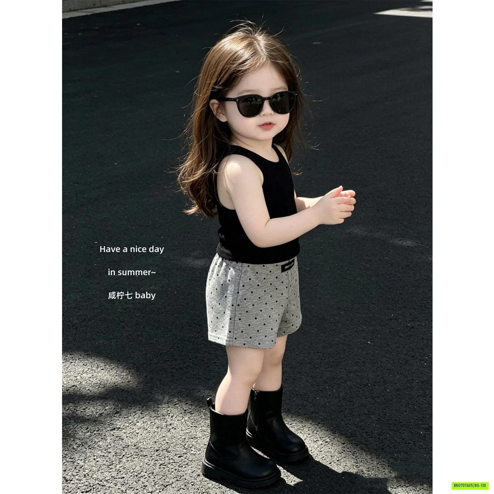 ÁO BA LỖ MIX SHORT CHẤM BI TBABY
