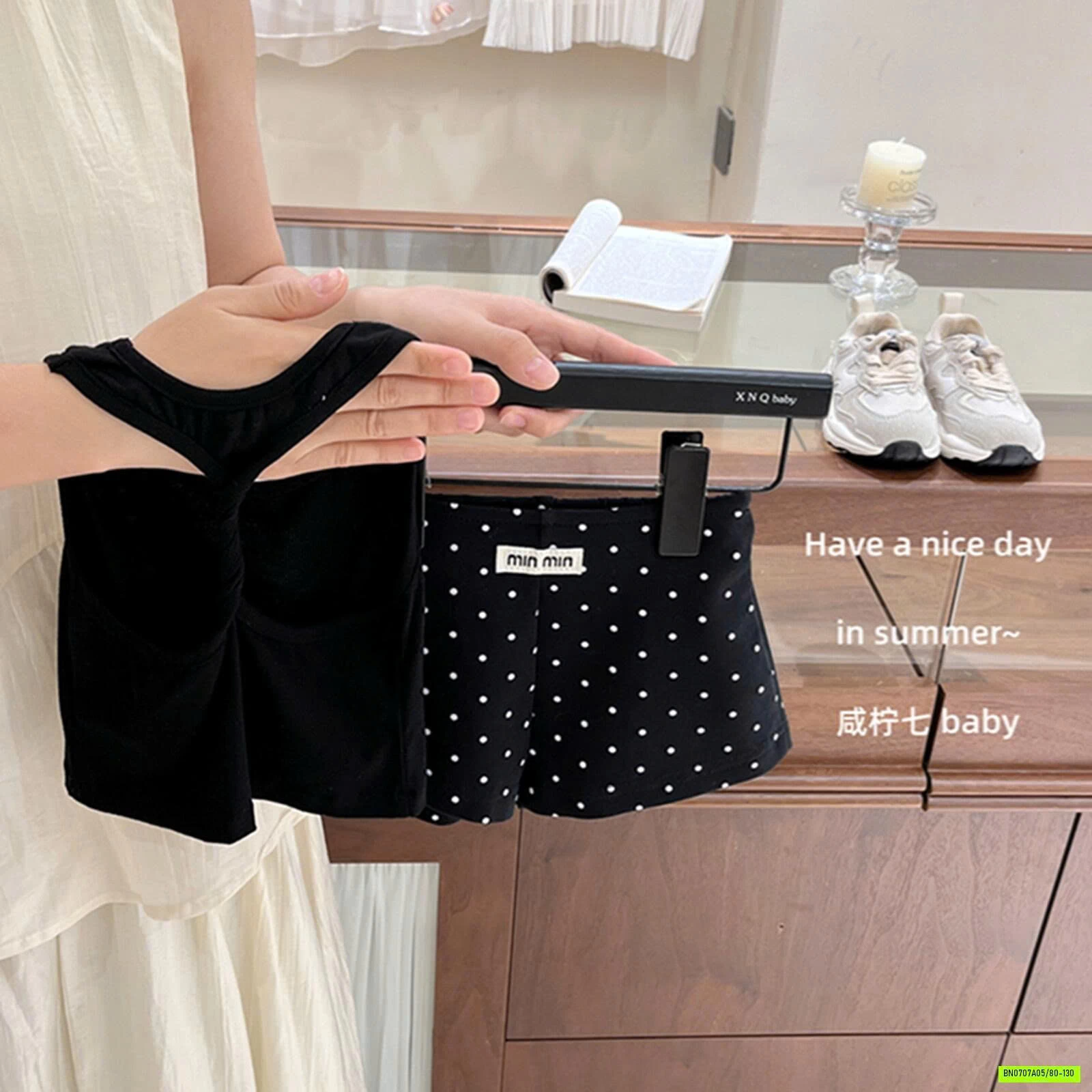 ÁO BA LỖ MIX SHORT CHẤM BI TBABY