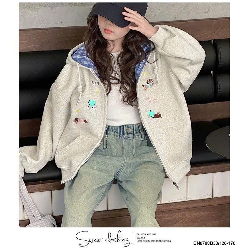 ÁO KHOÁC NỈ THÊU CÚN BG