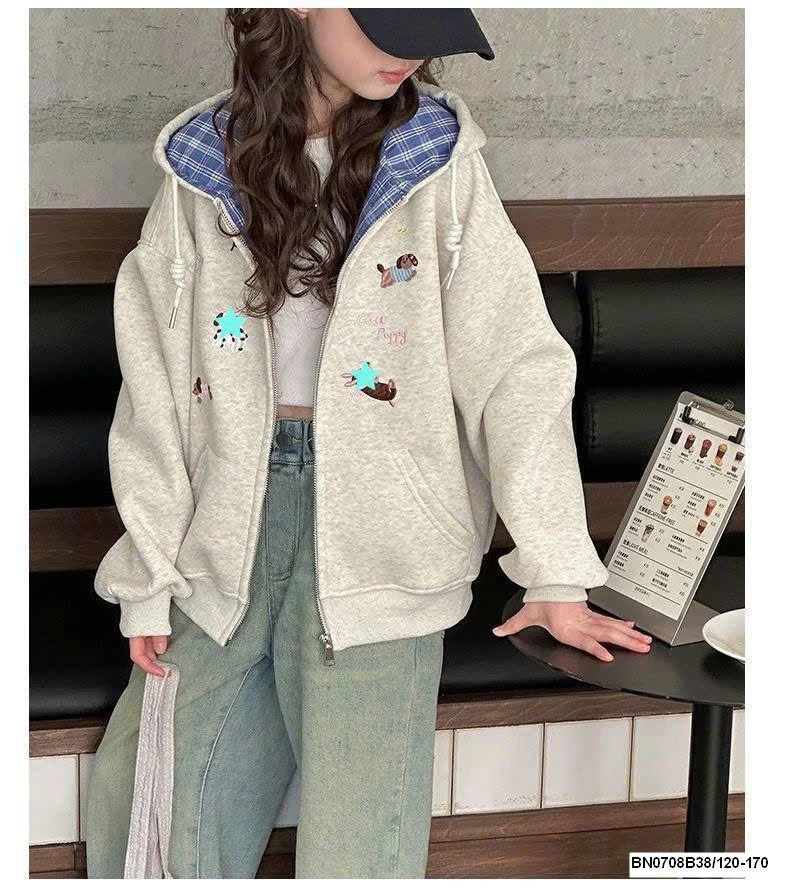 ÁO KHOÁC NỈ THÊU CÚN BG