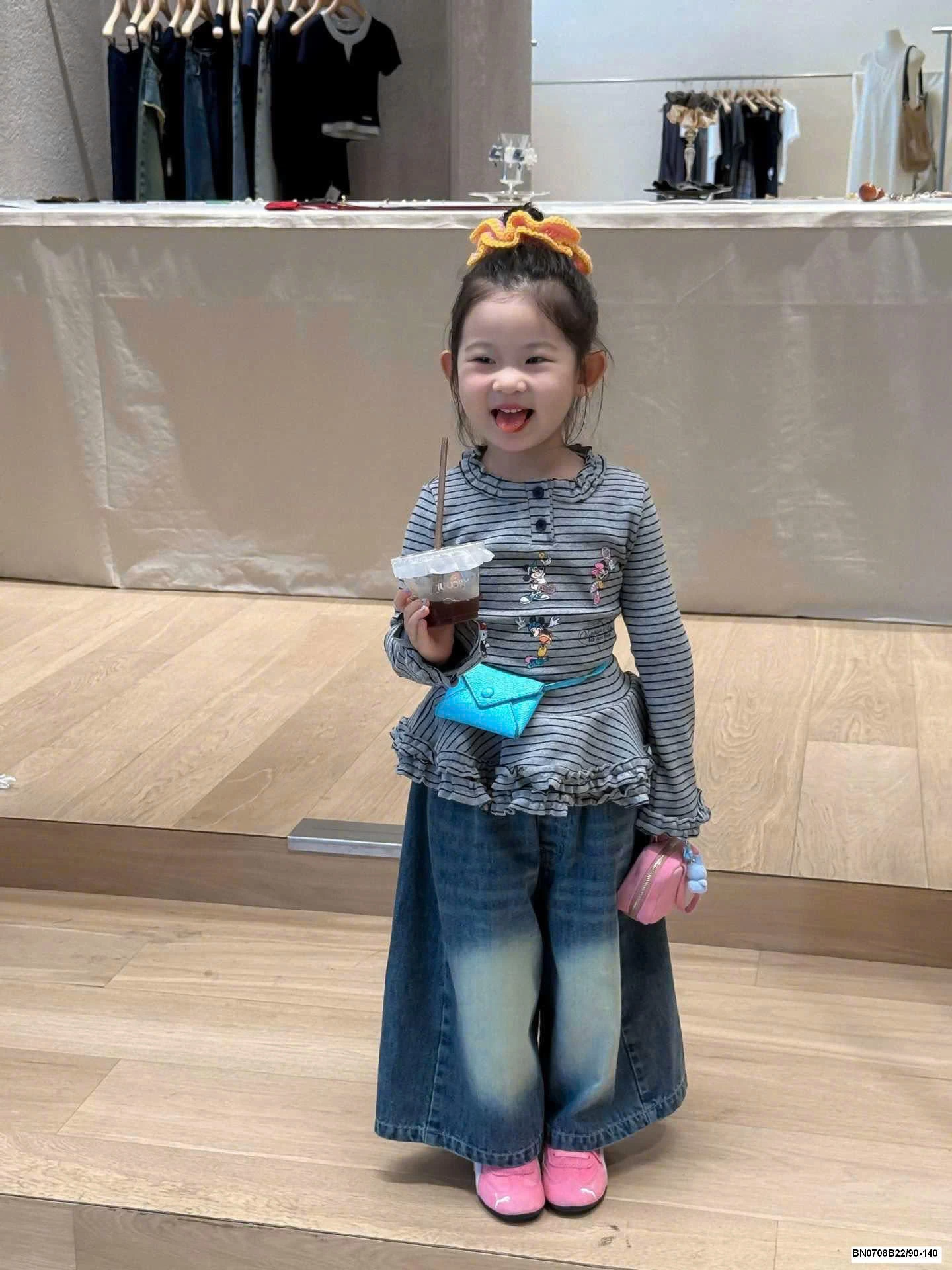 SET ÁO KẺ MIX QUẦN JEAN ỐNG RỘNG BG