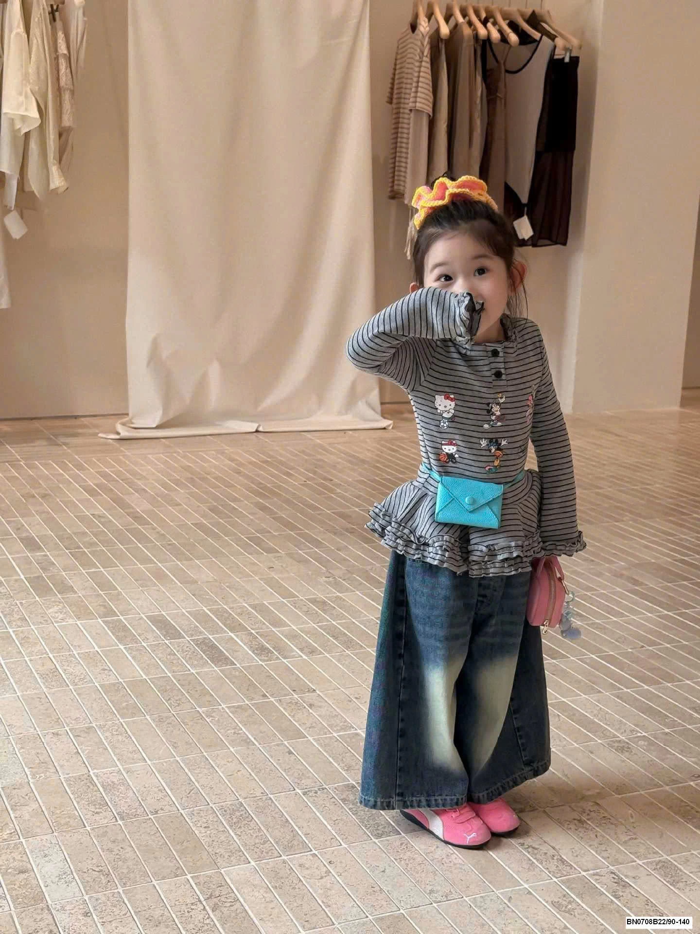 SET ÁO KẺ MIX QUẦN JEAN ỐNG RỘNG BG