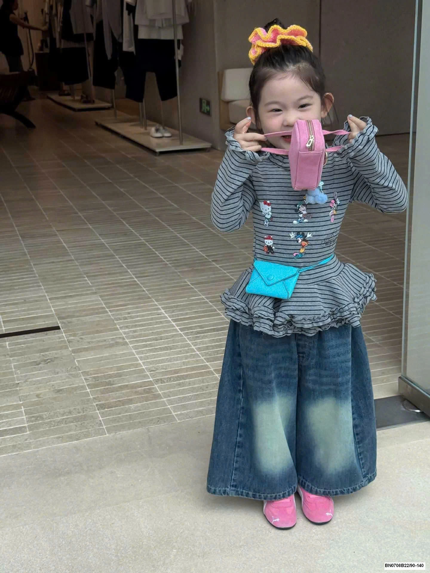 SET ÁO KẺ MIX QUẦN JEAN ỐNG RỘNG BG