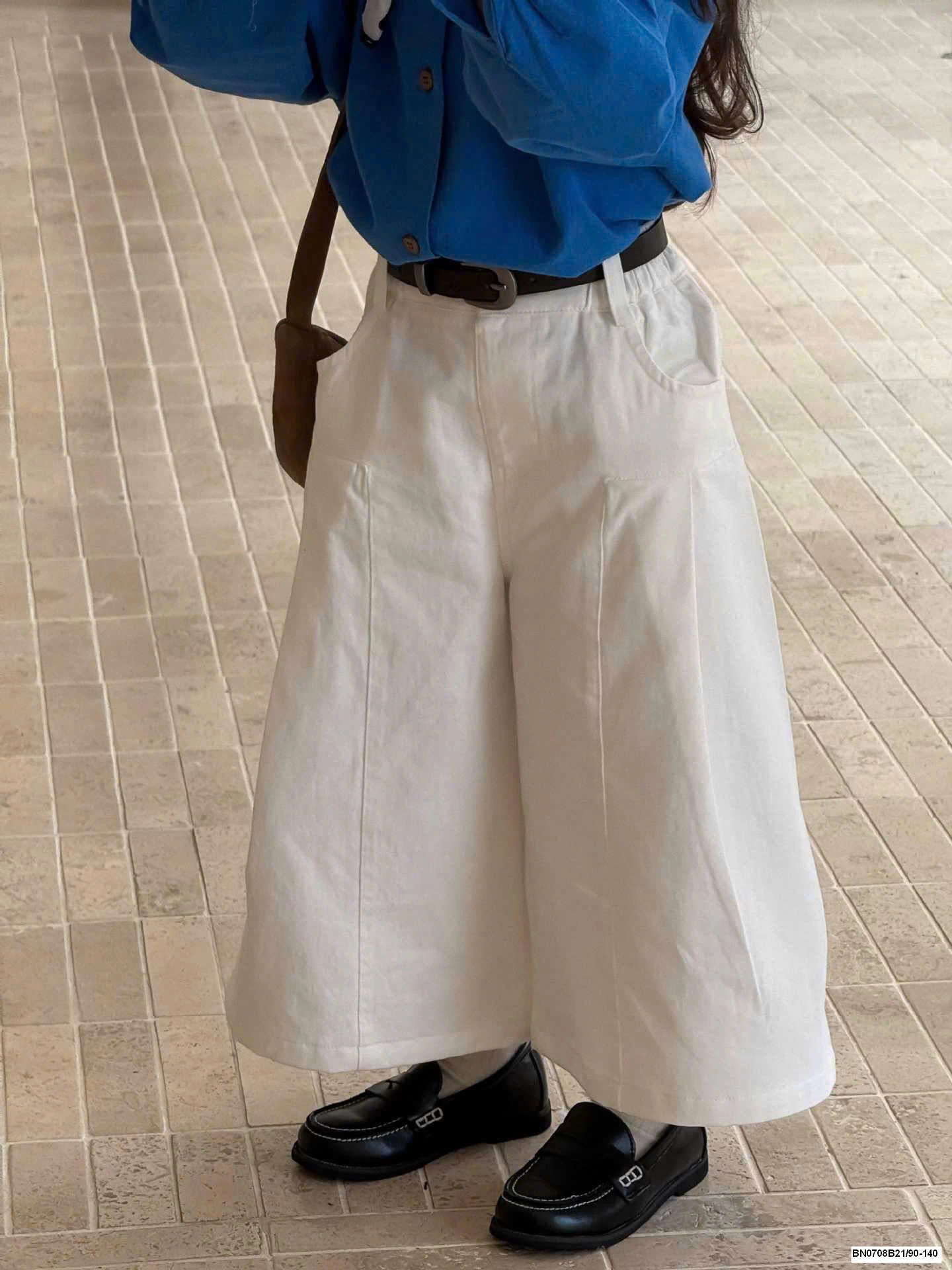 ÁO SƠ MI XANH + QUẦN SUÔNG TRẮNG CHO BÉ