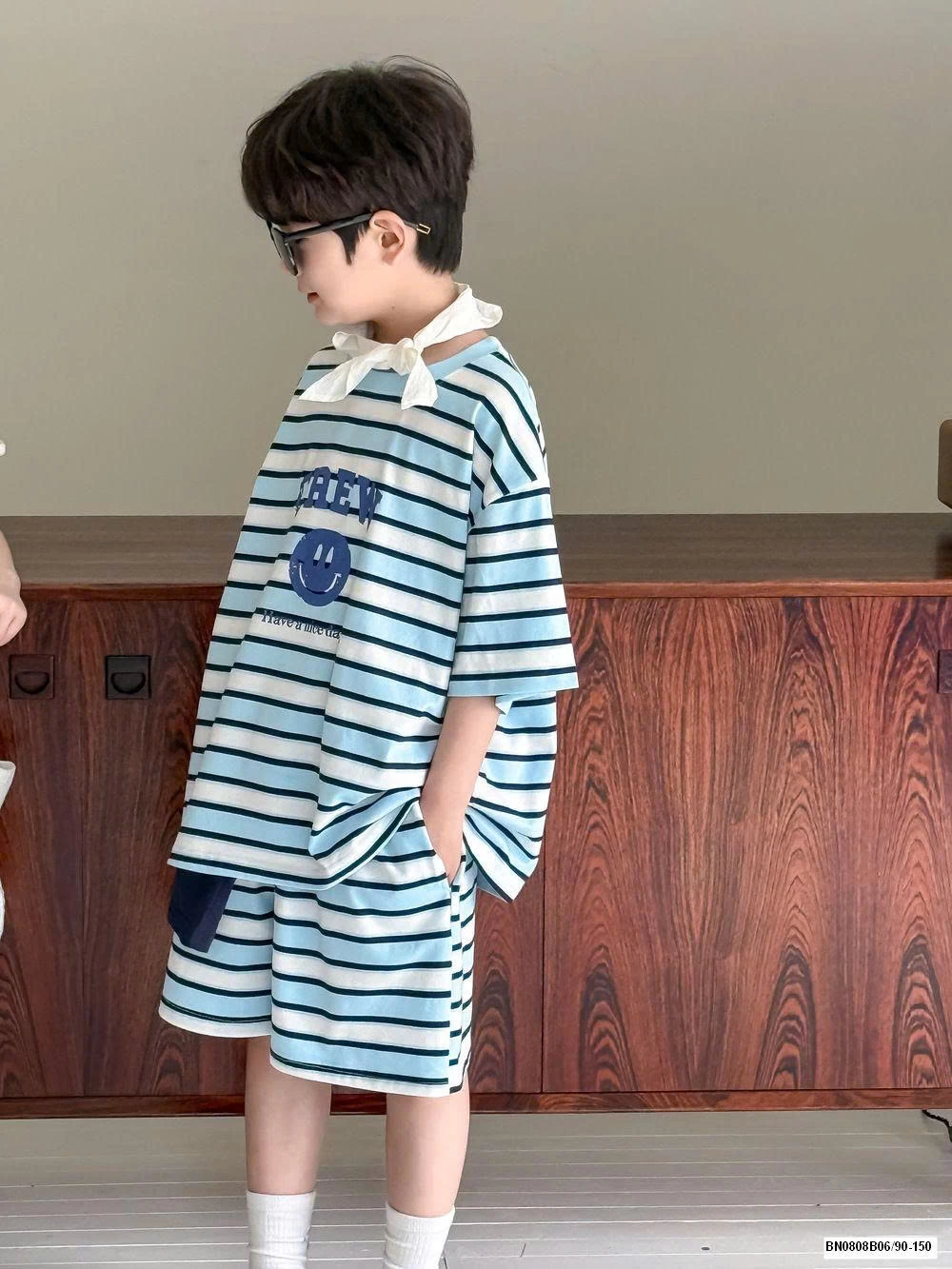 COUPLE SỌC XANH CREW MẶT CƯỜI