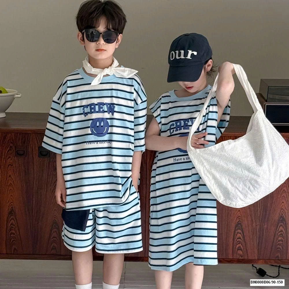 COUPLE SỌC XANH CREW MẶT CƯỜI