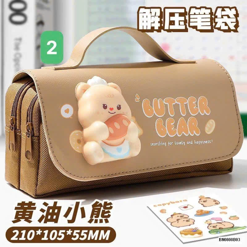 HỘP ĐỰNG BÚT CHO BÉ GẮN THÚ NHÚN